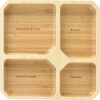 

Square Plates (4-Section) Healthy Diet Ratio Control Made with Bamboo Healthy Eating Plate bamboo fruit Snack Plate