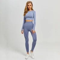 

Jiejin Vital Seamless Yoga Set Gym Clothing Fitness Leggings+Cropped Shirts Sport Suit Women Long Sleeve Tracksuit