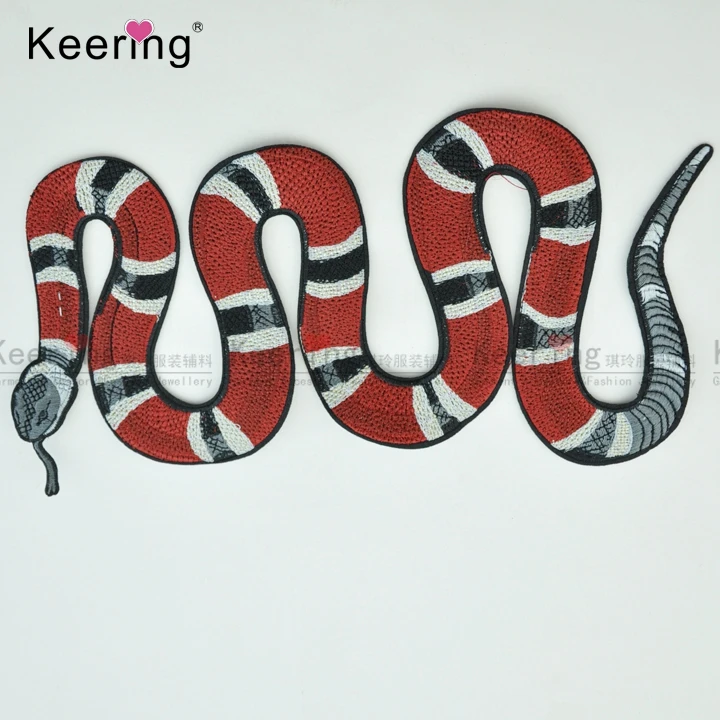 

Keering red and black custom embroidery snake patches design for jacket and jeans WEF-110, As photos