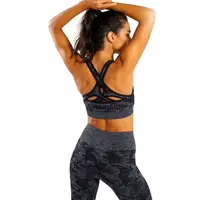 

2PCS camouflage workout suit cross back seamless sports bra leggings set women yoga set