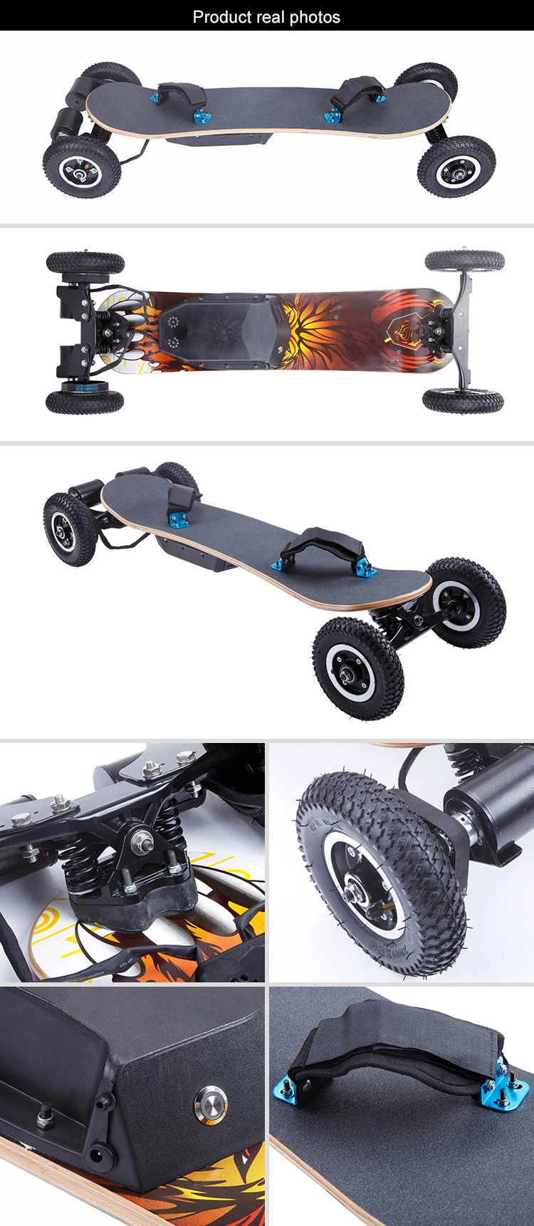 Off Road Big Wheels Fast Electric 4 Wheel Skateboard With Motor Control