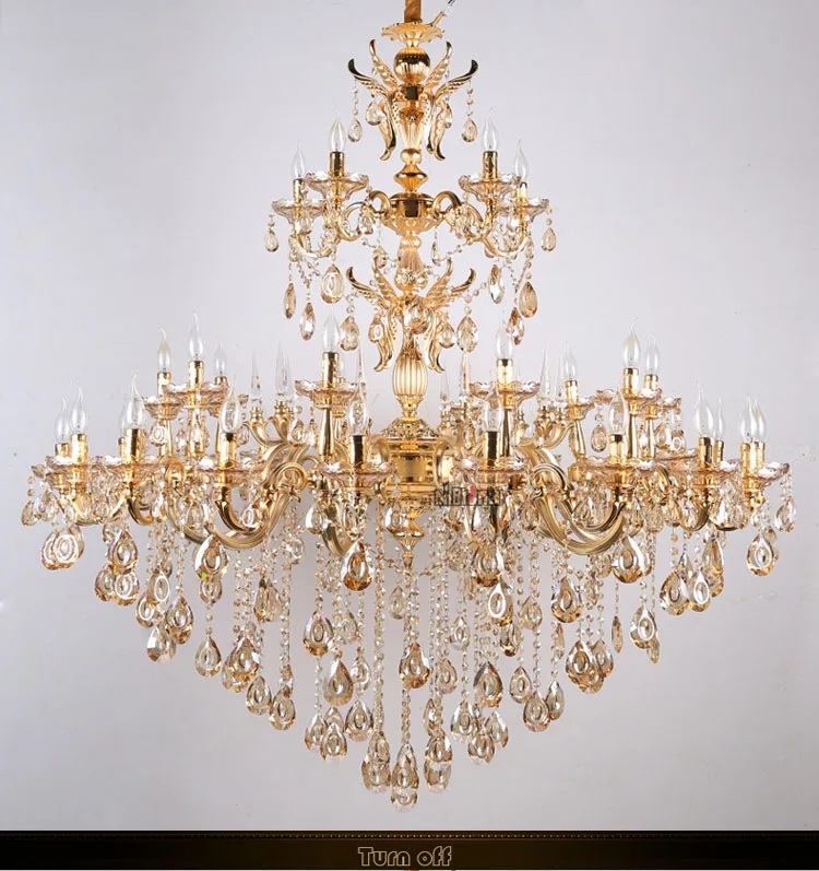 European zinc alloy gold crystal chandeliers pendant lights for the living room corridor of the hotel and villa