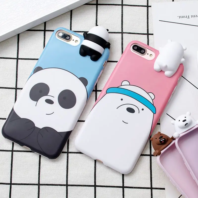 

2017 Cute 3D toys bears brothers phone Cases For iphone 6 6plus 7 7Plus Cute Cartoon soft silicon case back cover, N/a