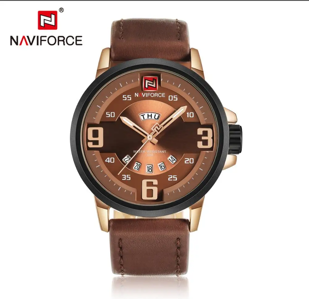 

Naviforce 9086 Men Watch Hol Sell Waterproof Sport Date Week Military Wristwatch, Black;blown;rose gold