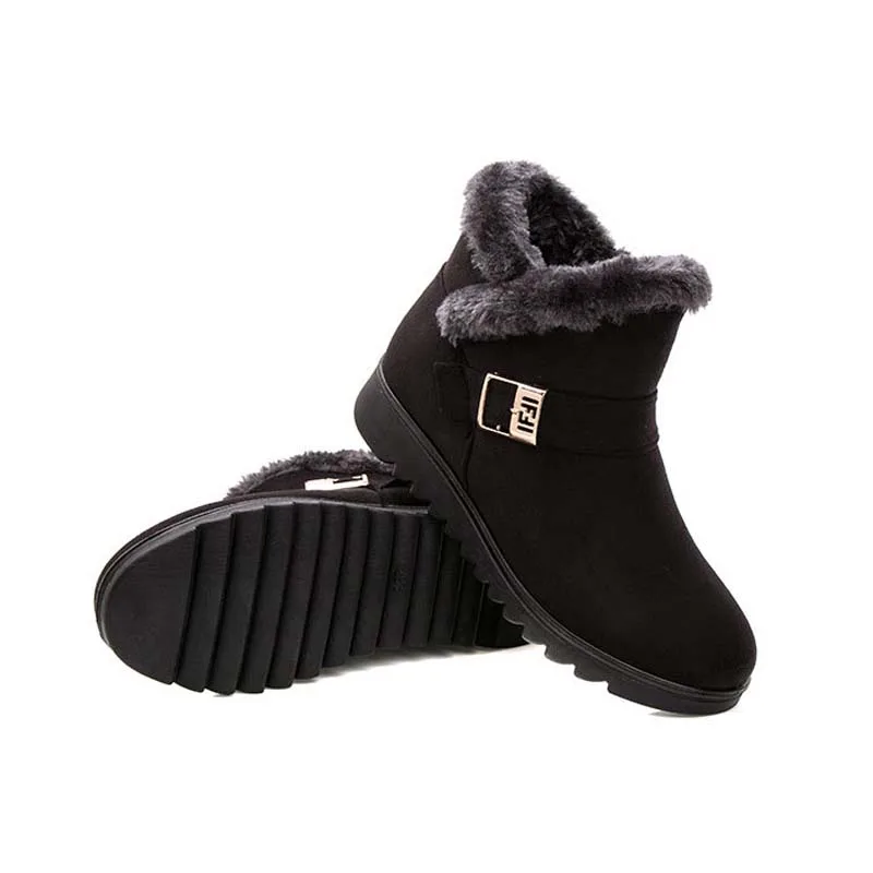 

New 2021 women winter boots suede ankle snow boots Female warm fur plush insole comfortable botas mujer flat shoes woman WSH3144