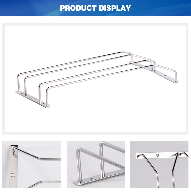 Under Cupboard Cup Holder Cabinet Hanging Drainer Double Row Hooks Hold 2-8 Cups Stainless Steel Wine Glass Hanger