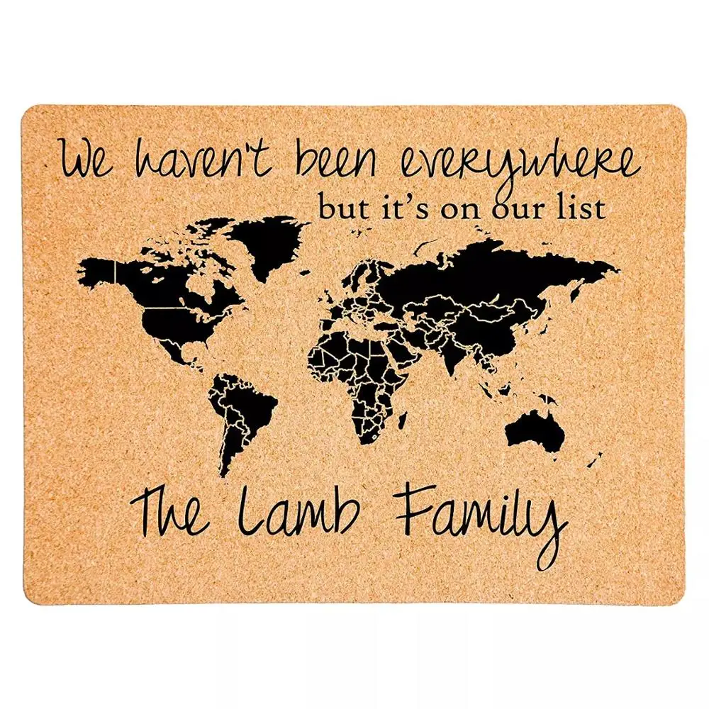 
High Quality Decorative Soft Bulletin Custom World Map Printed Cork board with Wooden Frame 