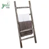 Decorative Rustic Vintage Blanket Storage Ladder Organizer,Wooden Bathroom Standing Towel Rack With 5 Bar