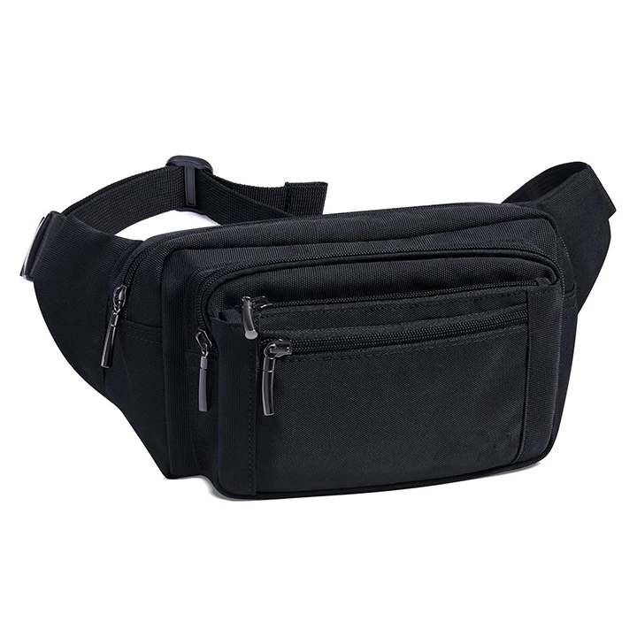 

Black Custom Men Travel Fanny Pack Waist Bag Wholesale Fashion Luxury Waist Bag