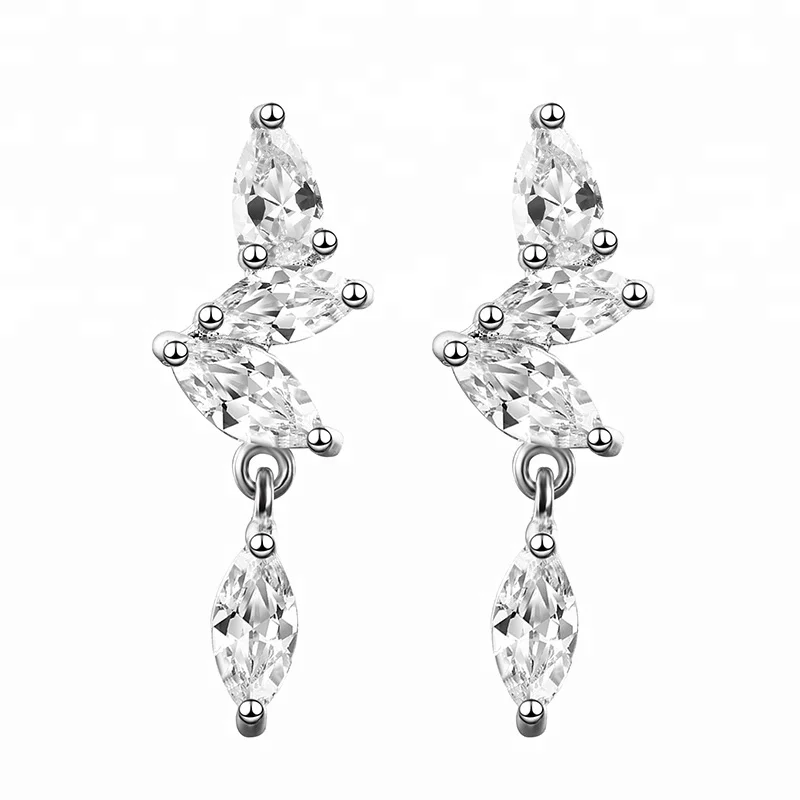 

White Color Zircon Earring Wholesale Jewellery Copper Alloy Jewelry, White, gold
