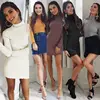 2018 Sexy autumn and winter Wish lady explosion cross border source half high necked sexy knitted woolen dress