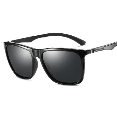 

HDCRAFTER Fashion Aluminum Temple Sunglasses Men Polarized Square Blue Lens Sun Glasses Male Driving Eyewear For Women