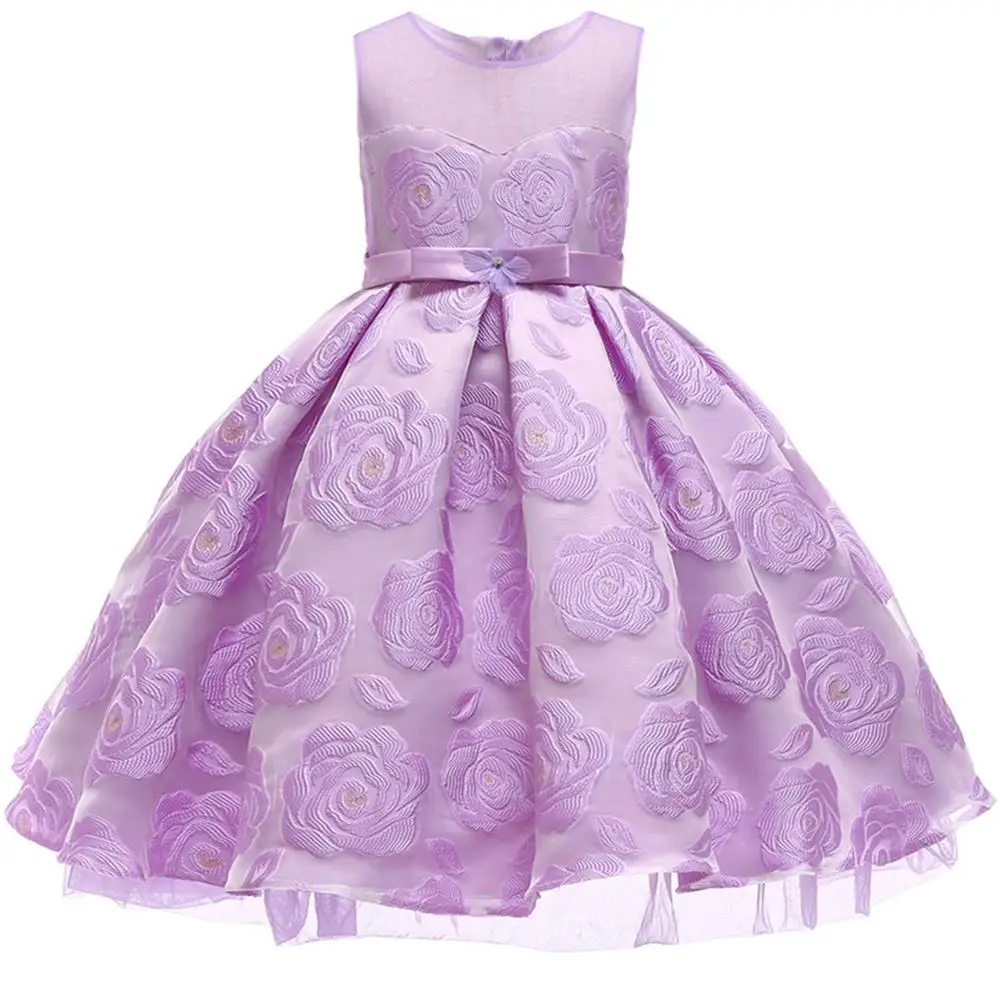 

New spring flower girl dress patterns for party kid purple evening dresses girl fluffy dresses for weddings, N/a