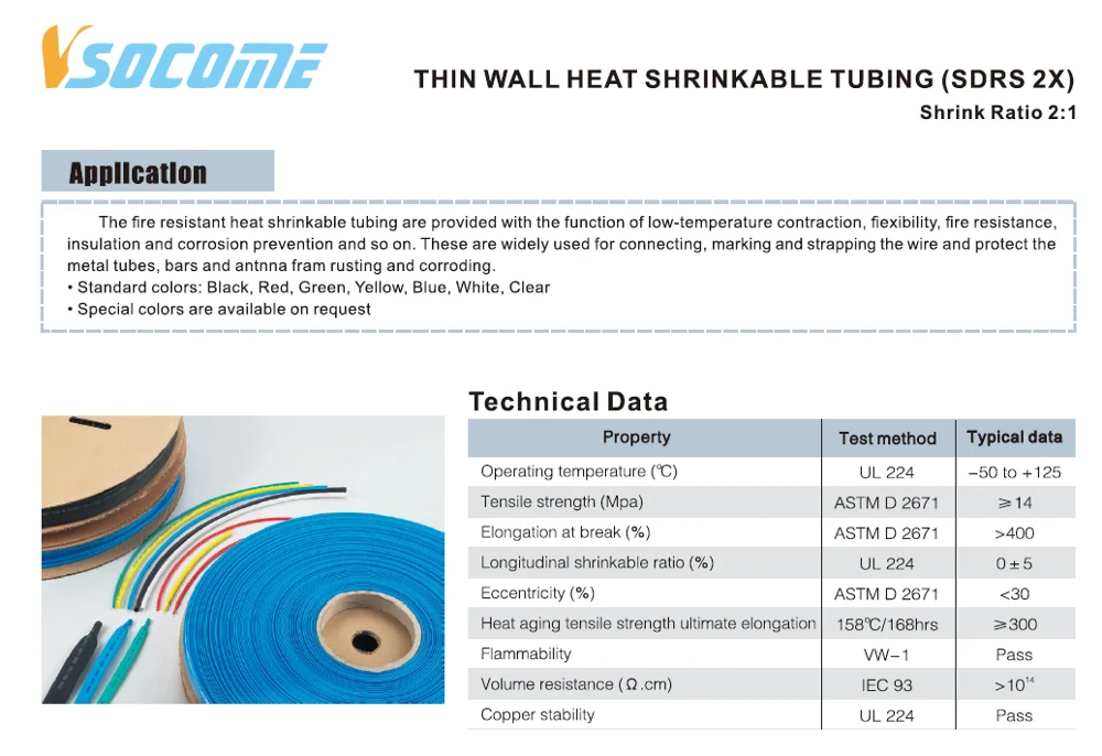 Shrink Ratio 21 Thin Wall Heat Shrinkable Tubing Buy Heat Shrinkable