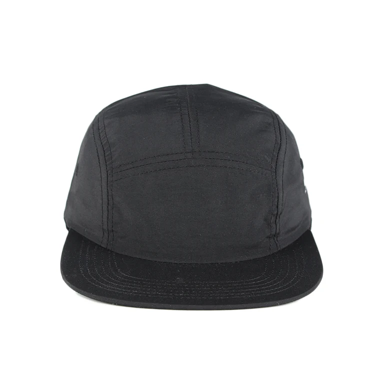plain black 5 panel cap