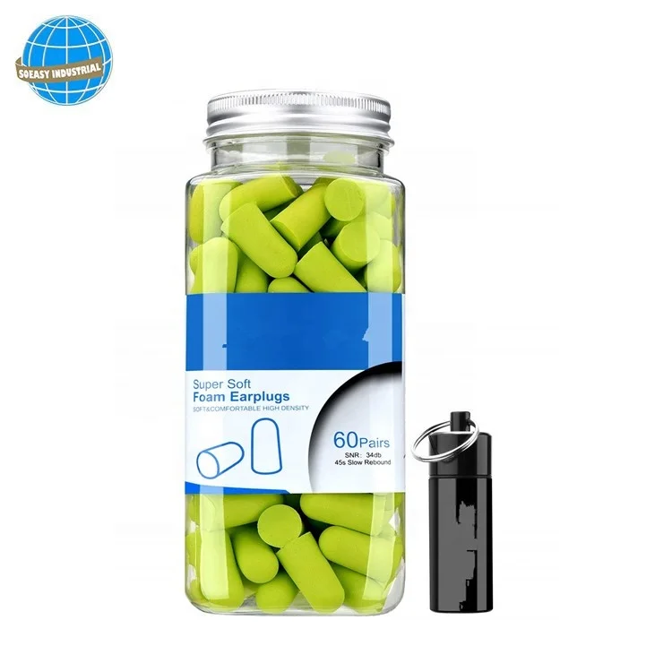 
60 Pairs Soft Foam Earplugs with Aluminum Carry Case 36dB NRR Ear Plugs 
