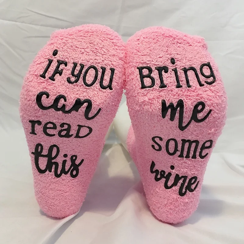 

Fuzzy If You Can Read This Socks Bring Me Some Wine pink socks 2019 new hot sale winter women warm and funny socks