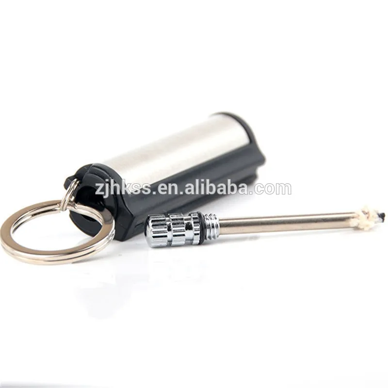 

Waterproof Outdoor Camping Metal Permanent Match Striker Lighter with Key Chain Survival Matches Silver P0007