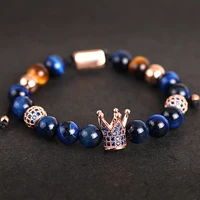 

Mcllroy mens beaded bracelet natural stone bead copper inlaid zircon crown bracelets braid bracelet