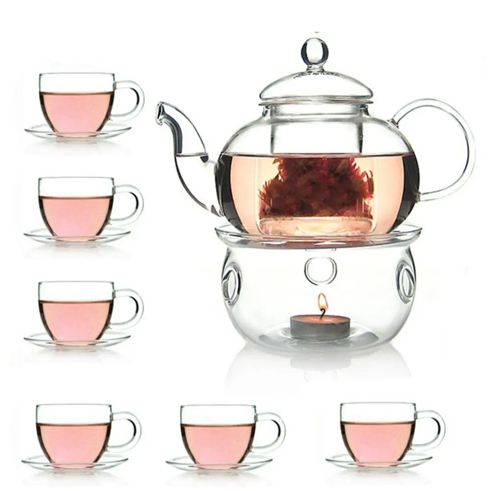 

27oz 800ml Wholesale Pyrex Glass Infuser Borosilicate Glass Arabic Tea Pot Sets With Custom Logo, Clear transparent