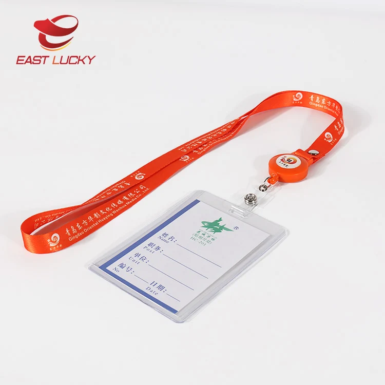 Flat Id Lanyard With Retractable Badge Reel & Heavy Duty Clear Vertical ...