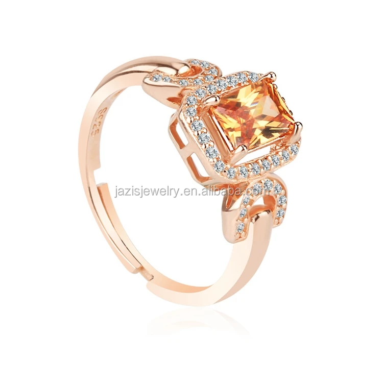 

925 sterling silver rose gold color with clear cubic zirconia ring jewelry
