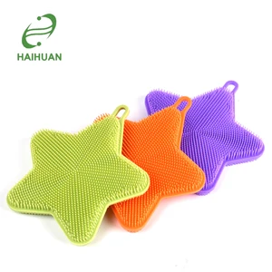 Image of Amazon Hot Silicone Star Kitchen Sponge Dish Washing Scrubber Brush