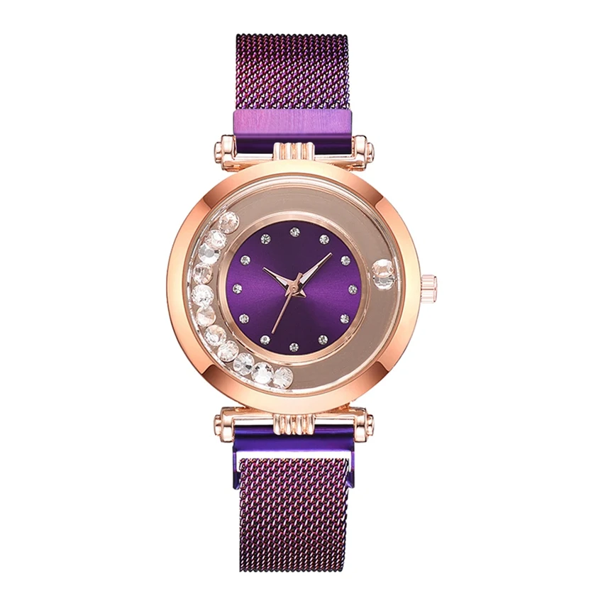 Dropshipping Women Magnet Buckle Rhinestone Watch Luxury Ladies Stainless Steel Quartz Watch Relogio Feminino