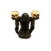 Darkness Gothic Two Skulls Ceramic Candle Holder