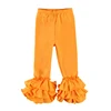 Design your own leggings wholesale Solid pants organic cotton baby pantsaby baby girl ruffles leggings