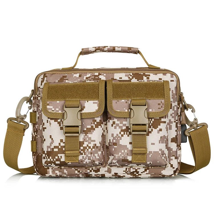 

Outdoor Military Camouflage Computer Portable Tactical Shoulder Handbags with Two Utility Pockets at Front, Black/khaki/camo1/camo2/camo3/camo4