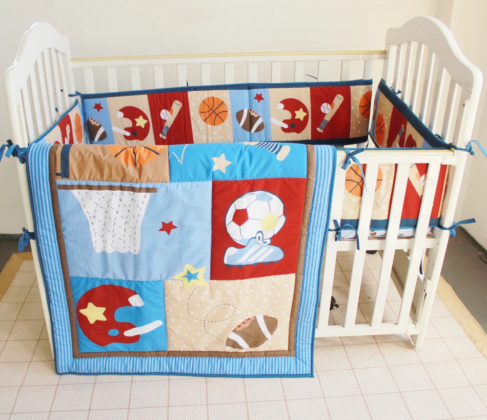 Promotion 3pcs Embroidery Baby Crib Bedding Set Cotton Crib Duvet Cover Bedsheet include bumpers duvet bed