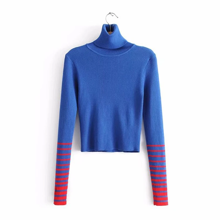 

Nordic design body slim fit sweaters women base crop top, Black;blue