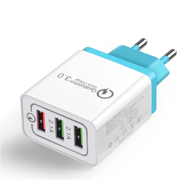

Qc3.0 Quick Wall Charger 3 Usb Ports Wall Charger, White