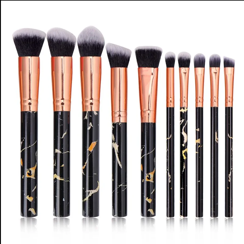 

XINYAN 10pcs Soft Marble Colorful Professional Makeup Brush Sets Cosmetic Brush Sets Tools OEM INS Hotsale, White,black,pink,orange