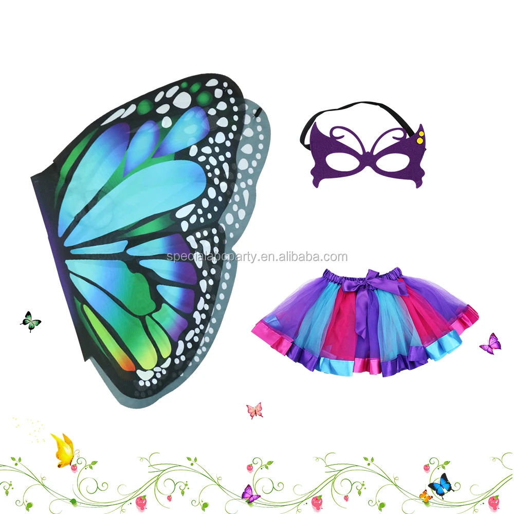

Girls Cheap Set Including A Butterfly Wing A Mask And A TuTu Skirt For Kids Birthday Dress Up Party Costumes, Vibrant