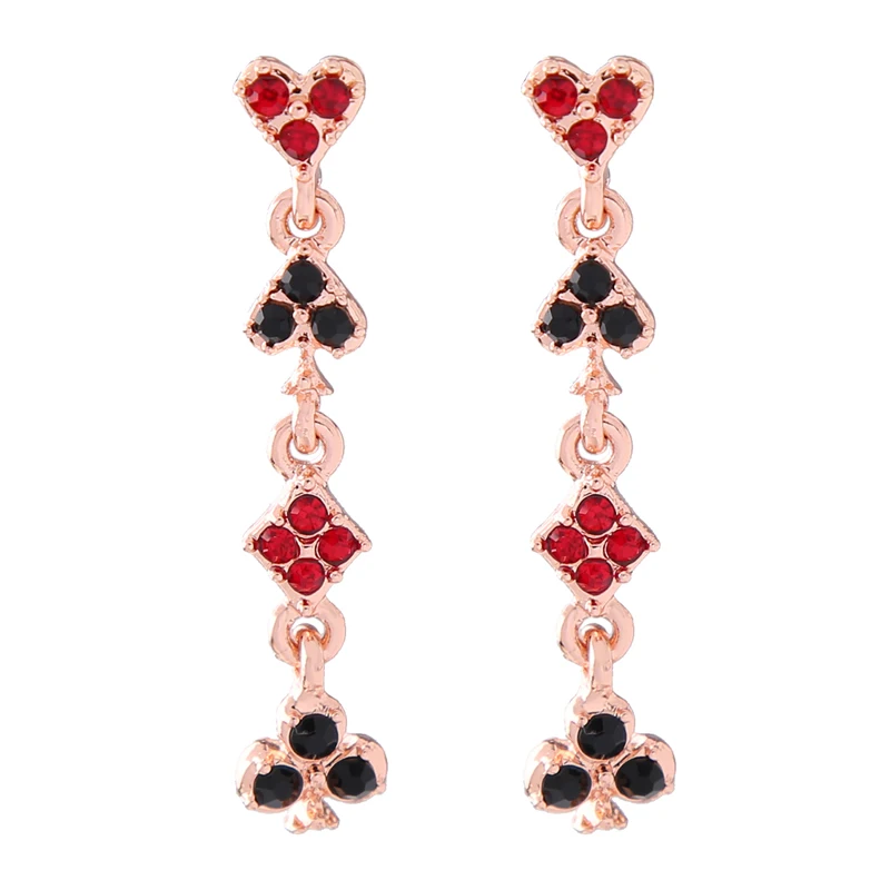 

ed01493c-1 Custom Enamel Crystal Poker Pattern Earrings Costume Jewelry