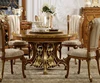 OE-FASHION luxury French style marble top solid wood frame round dining table