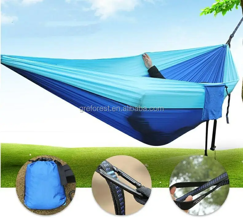 

Outdoor Portable Double Ripstop Nylon Camping Hammock Double Nest Hammock Superlight Double Parachute printing Camping Hammock, N/a
