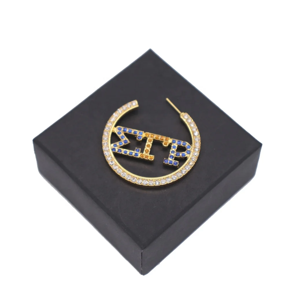 

Metal gold mix color crystal greek letter SGR sigma gamma rho earrings for society women gift