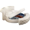European lovers leather theme hotel soft bed Round double wedding bed modern simple princess leather bed