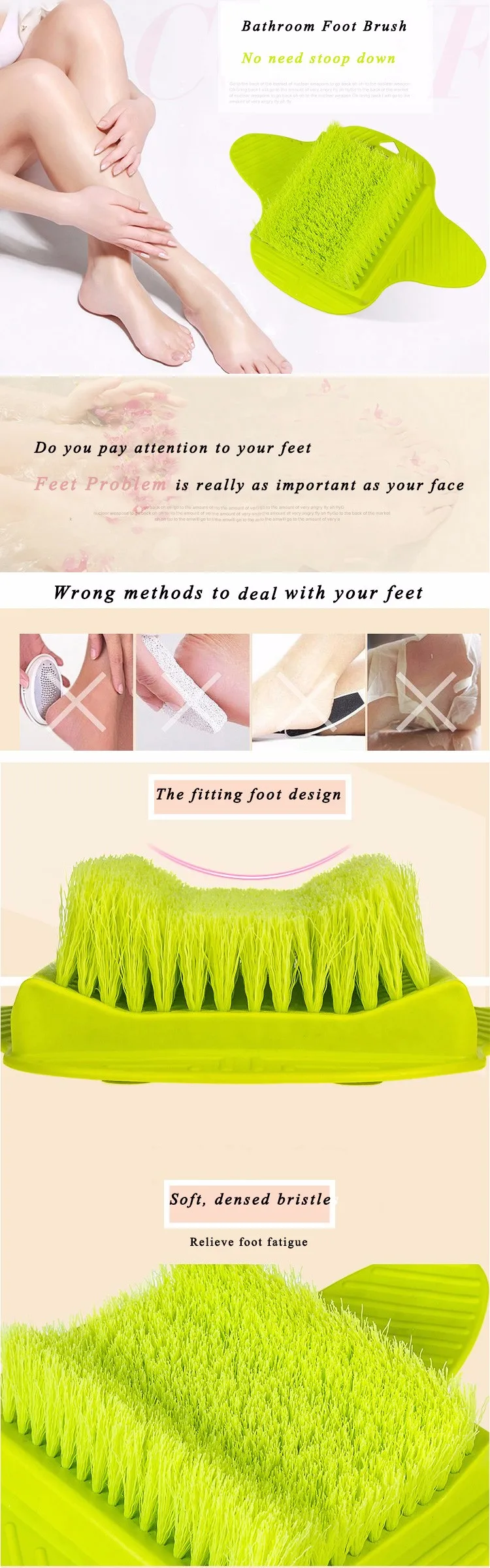 Finesource Foot Care Clean Brush and Massager Silicone Shower Cleaning Bath Scrubber Washing Foot Tool Exfoliating Foot Cleaner