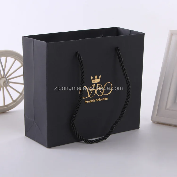 Luxury Gold Foil Logo Black Paper Bag - Buy Black Paper Bag,Luxury ...