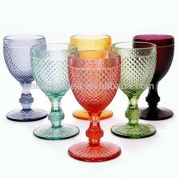 coloured glass goblets