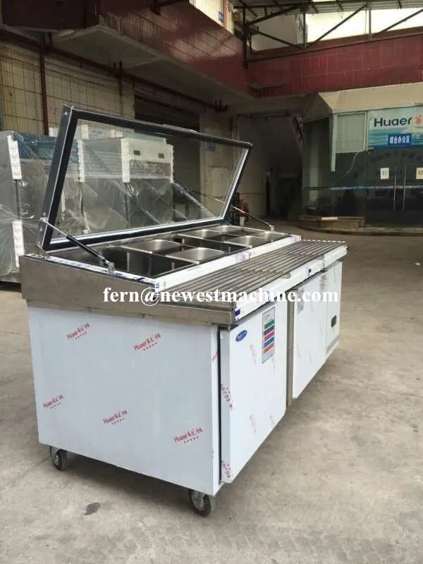 New Style Stainless Steel Under Worktop Salad Bar Refrigerator