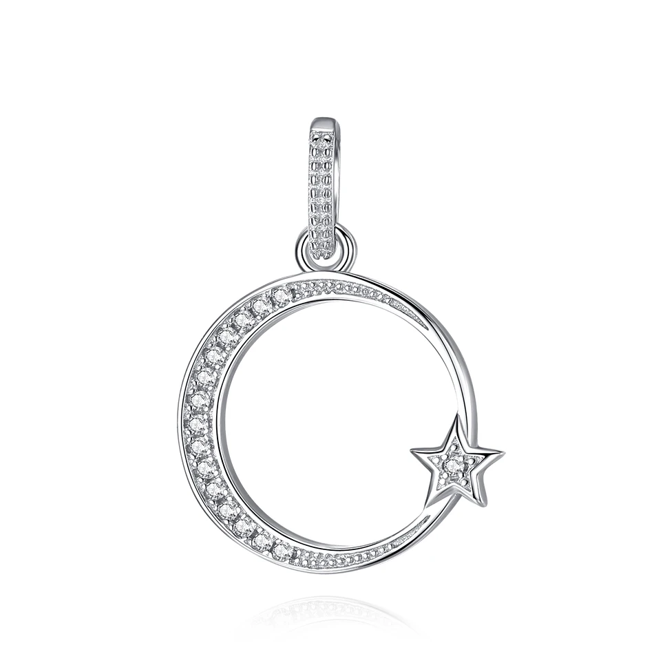 

Romantic 925 Sterling Silver Star & Moon Pendant Fit Women Crystal Chain Necklace Handmade Jewelry Making Valentine's Day Gift