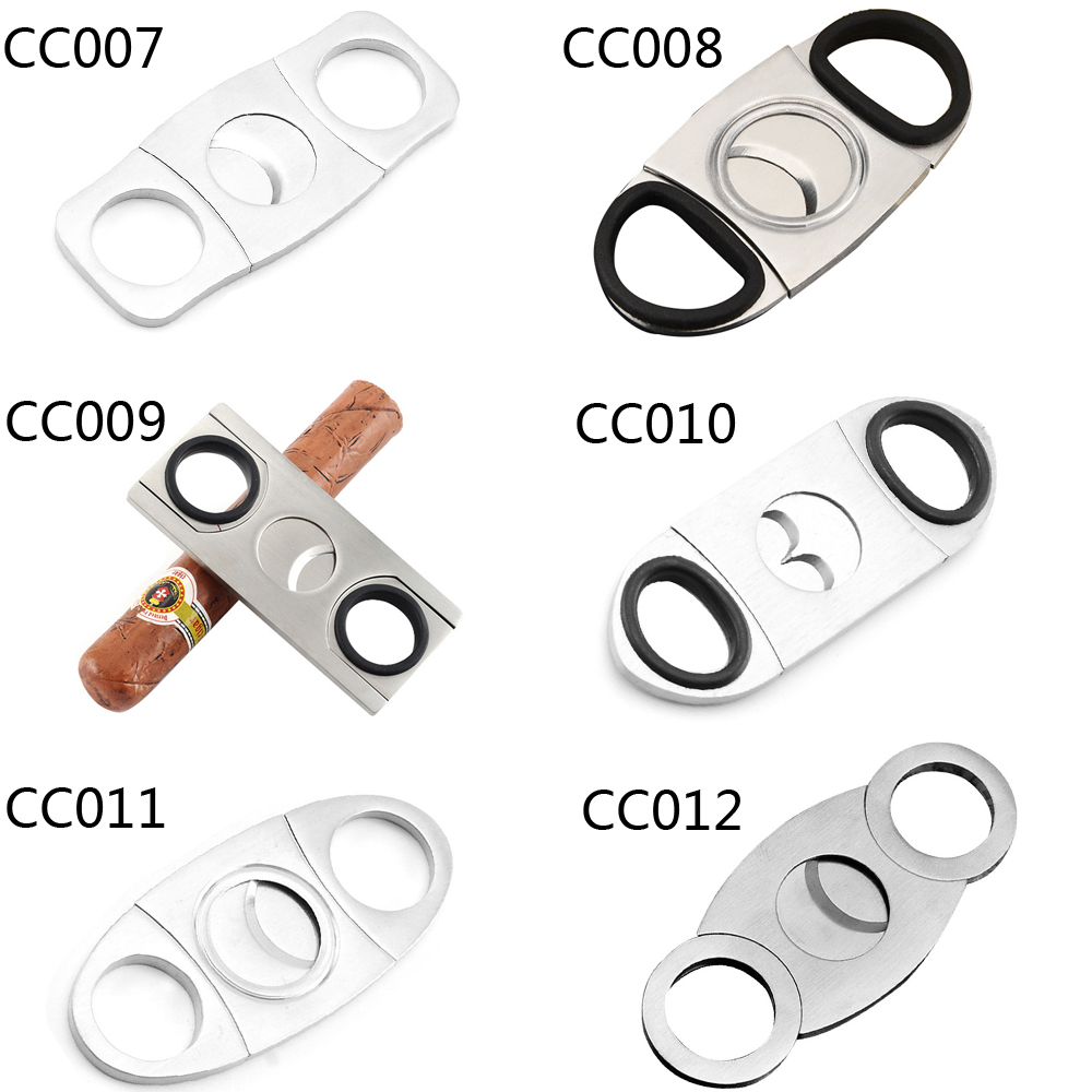 

LVHE CC007-CC012 Free Stainless Steel Cigar Cutter Douoble Blade, Silver