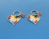 autism enamel heart puzzle piece charm hanging for metal keychain