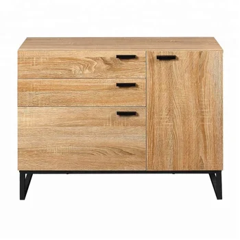 Modern Wooden Chests Three Drawers And Open Storage File Cabinet