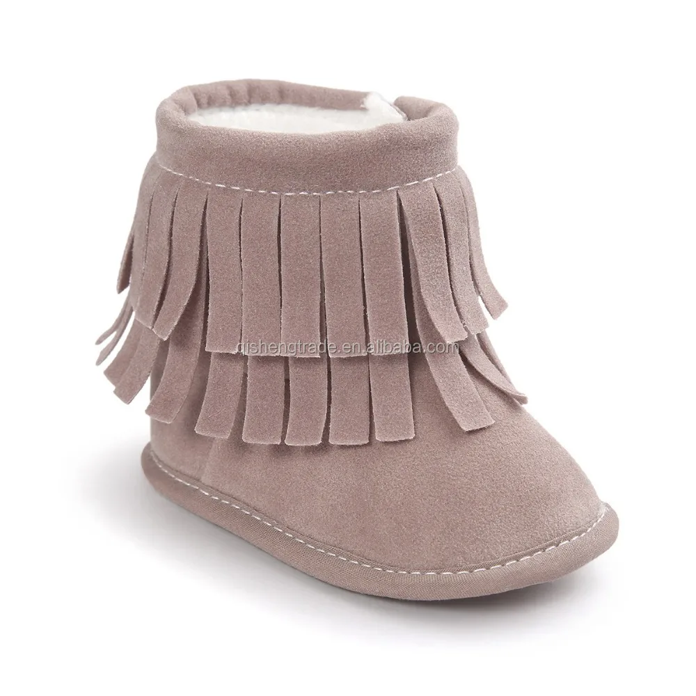 1 Paar Baby Schuhe Krippe Neugeborene MäDchen Warme Fransen Quaste Stiefeletten